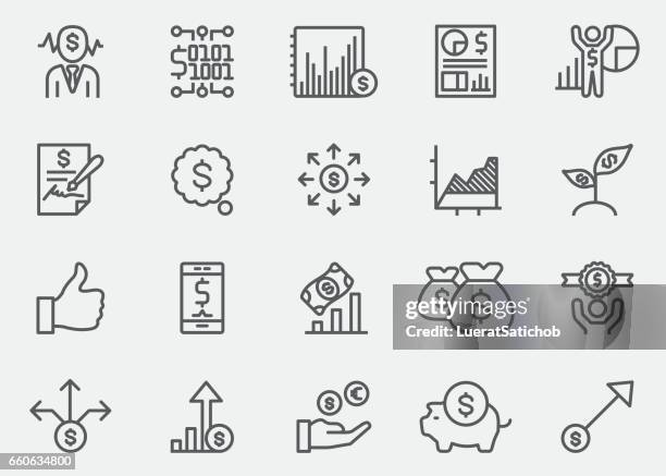 business profit line icons | eps 10 - digital currency stock illustrations