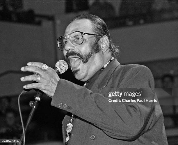 Swamp pop singer Huey 'Cookie' Thierry, leader of Cookie & The Cupcakes, performs at the Blues Estafette, NOVEMBER 18, 1995 at Utrecht, Netherlands.