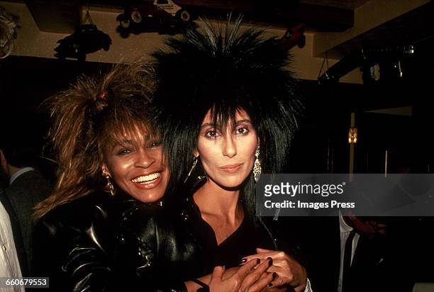 Tina Turner with Cher circa 1985 in New York City.