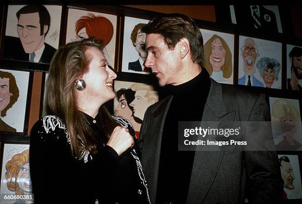 Meryl Streep and Jeremy Irons at Sardi's circa 1989 in New York City.