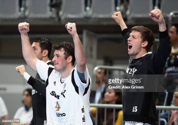 Domagoj Duvnjak of Kiel reacts during the EHF Champions League Quarter Final Leg 2 match between Rhein Neckar Loewen and THW Kiel at SAP Arena on...