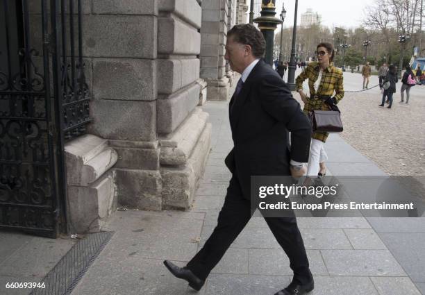 Mexican businessman Elias Sacal and model Mar Flores are seen visiting Royal Palace on March 22, 2017 in Madrid, Spain.