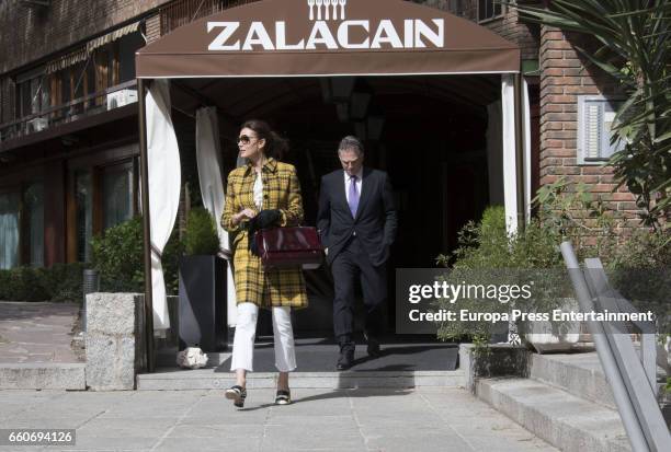 Mexican businessman Elias Sacal and model Mar Flores are seen going to a restaurant on March 22, 2017 in Madrid, Spain.