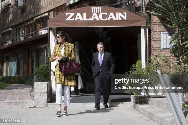 Mexican businessman Elias Sacal and model Mar Flores are seen going to a restaurant on March 22, 2017 in Madrid, Spain.