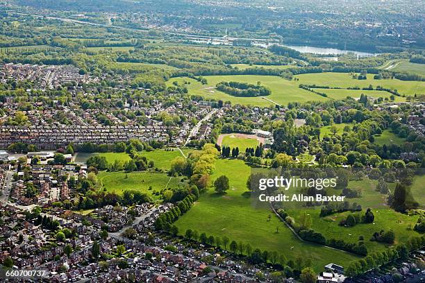 aerial view of the south of manchester - aerial view of manchester stock pictures, royalty-free photos & images