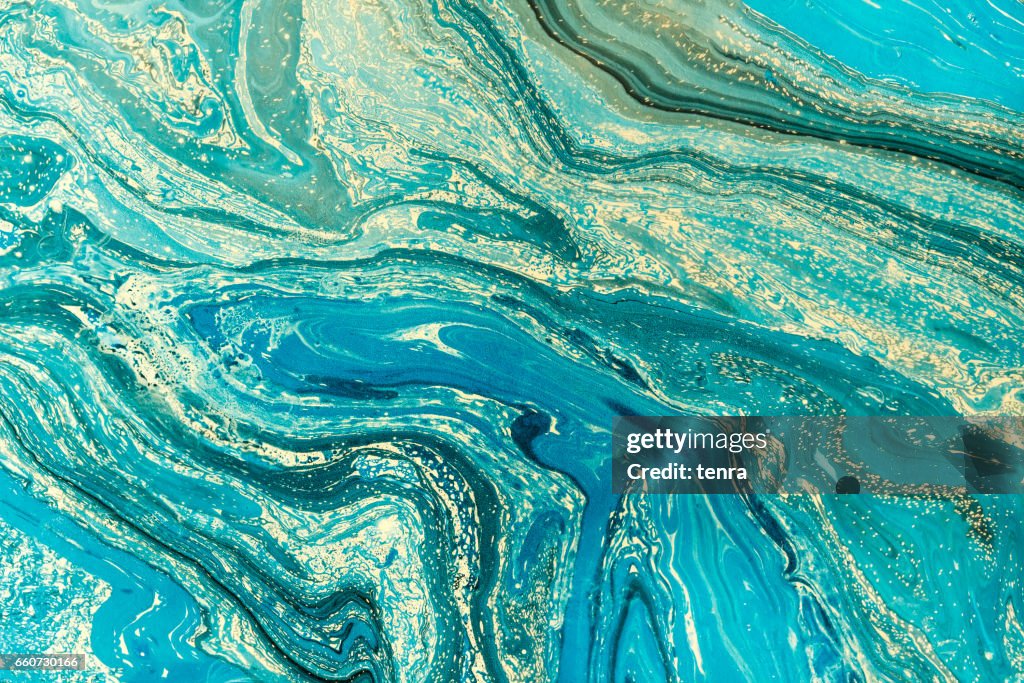 Blue marbling texture. 51³Ô¹ÏÍø background with abstract oil painted waves handmade surface. Liquid paint.
