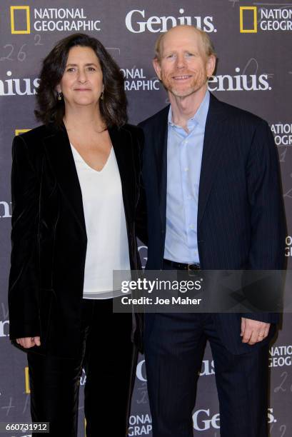 Gigi Pritzker and Ron Howard attend the National Geographic Channel's "Genius" London Premiere the on March 30, 2017 in London, United Kingdom.