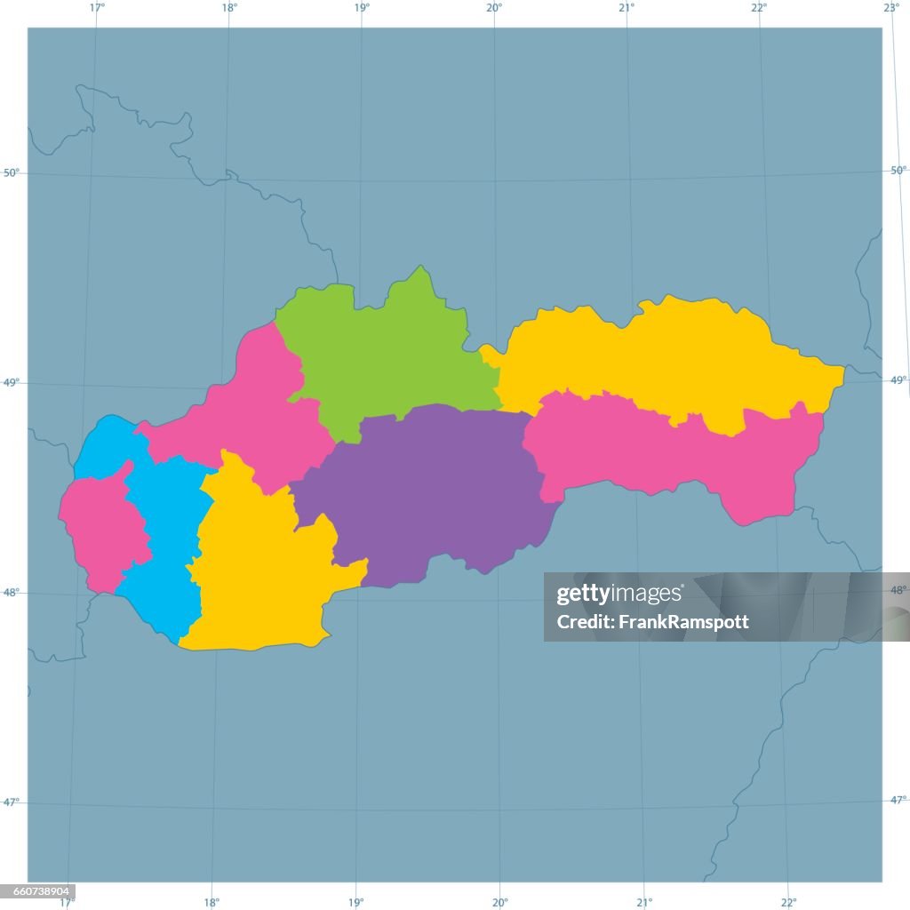 Slovakia Vector Map Colorful Administrative Divisions