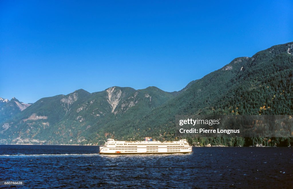 British Columbia Ferry Sailing from Horseshoe Bay to Vancouver Island, Canada