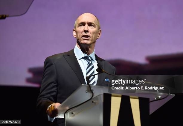 20th Century Fox President of Domestic Distribution Chris Aronson speaks onstage at CinemaCon 2017 20th Century Fox Invites You to a Special...