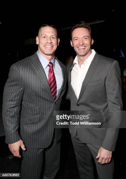 Actors John Cena and Hugh Jackman at CinemaCon 2017 20th Century Fox Invites You to a Special Presentation Highlighting Its Future Release Schedule...