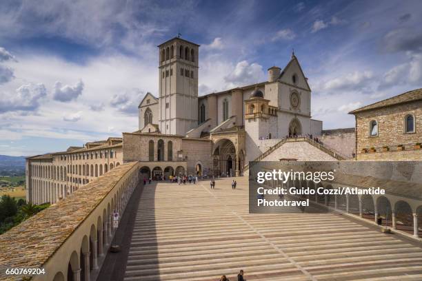 basilica of san francesco - saint francis of assisi stock pictures, royalty-free photos & images