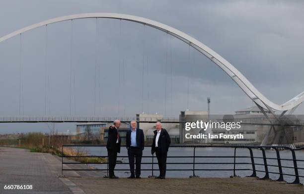 Labour leader Jeremy Corbyn is joined by Stockton MP Alex Cunningham and Andy McDonald , Labour MP for Middlesbrough ahead of an address to party...