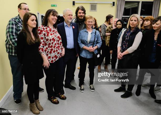 Labour leader Jeremy Corbyn poses for pictures as he meets party supporters at the River Tees Watersports Centre during a visit to rally local...
