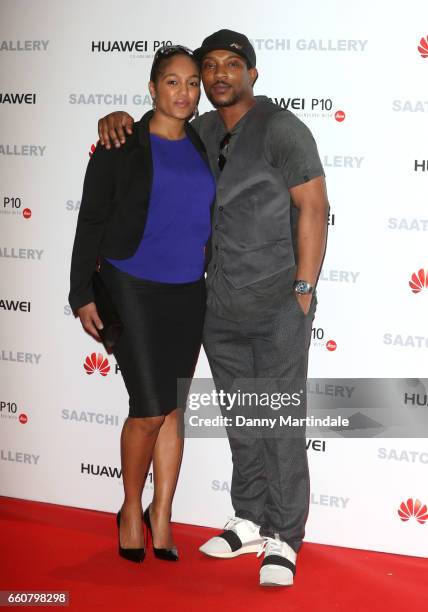 Ashley Walters and Danielle Walters arrives at the Saatchi Gallery for its new exhibition 'From Selfie to Self-Expression' on March 30, 2017 in...