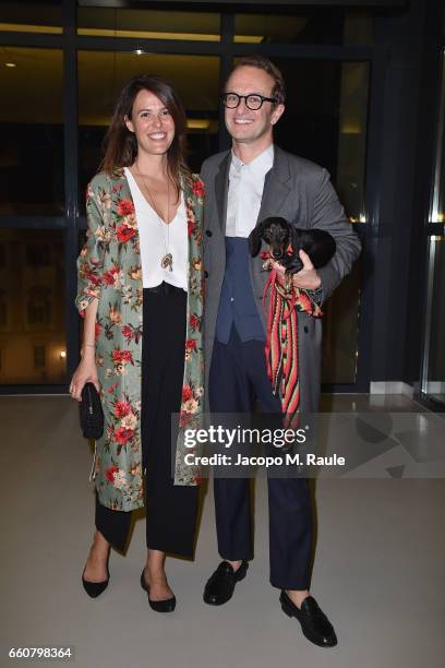 Ilaria Tronchetti Provera and Massimiliano Locatelli attend Andy Warhol - Sixty Last Suppers exhibition private view and dinner party hosted by...