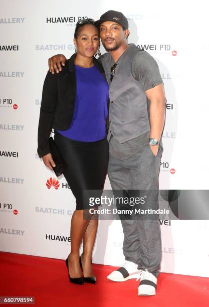 Ashley Walters and Danielle Walters arrives at the Saatchi Gallery for its new exhibition 'From Selfie to Self-Expression' on March 30, 2017 in...