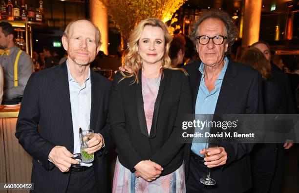 Ron Howard, Emily Watson and Geoffrey Rush attend the London Premiere after party for the National Geographic Channel's "Genius" at Quaglino's on...