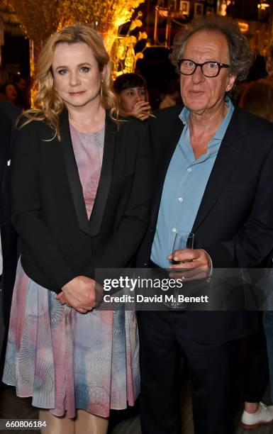 Emily Watson and Geoffrey Rush attend the London Premiere after party for the National Geographic Channel's "Genius" at Quaglino's on March 30, 2017...