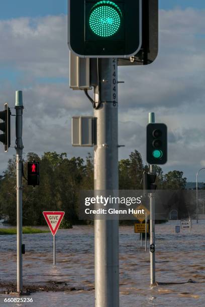 The Logan River near Beaudesert has broken it's banks and flooded surrounding areas on March 31, 2017 in Brisbane, Australia. Heavy rain has caused...