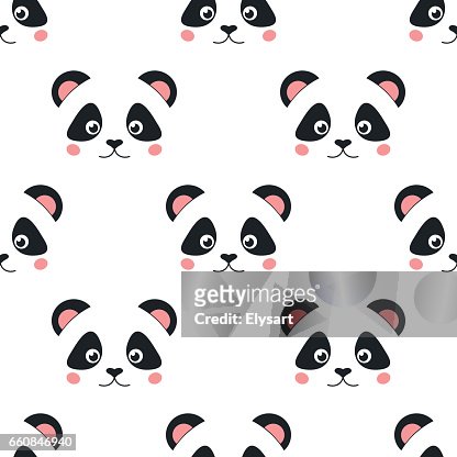 Cara De Panda Lindo Fondo De Pantalla Sin Problemas Vector De Dibujos  Animados Estilo Plano Ilustración de stock - Getty Images