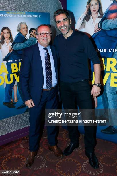 Doctor Raoul Levy and actor of the movie Ary Abittan attend the "A bras ouverts" Paris Premiere at Cinema Gaumont Opera on March 30, 2017 in Paris,...