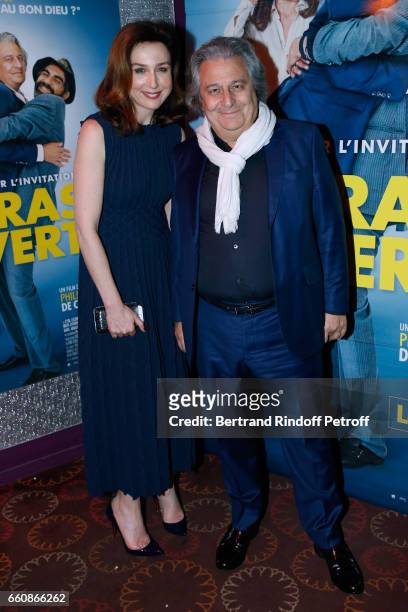 Actors of the movie, Elsa Zylberstein, Christian Clavier and Ary Abittan attend the "A bras ouverts" Paris Premiere at Cinema Gaumont Opera on March...