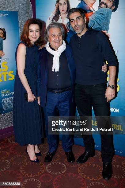 Actors of the movie, Elsa Zylberstein, Christian Clavier and Ary Abittan attend the "A bras ouverts" Paris Premiere at Cinema Gaumont Opera on March...