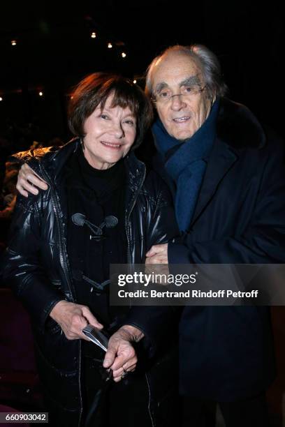 Michel Legrand and his wife Macha Meril attend the "Hotel des deux mondes" Theater Play at Theatre Rive Gauche on January 26, 2017 in Paris, France.