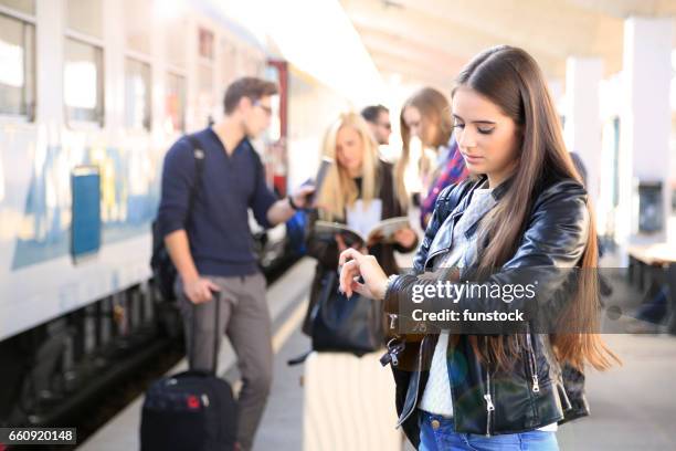 late for class, train is late again - train clock stock pictures, royalty-free photos & images