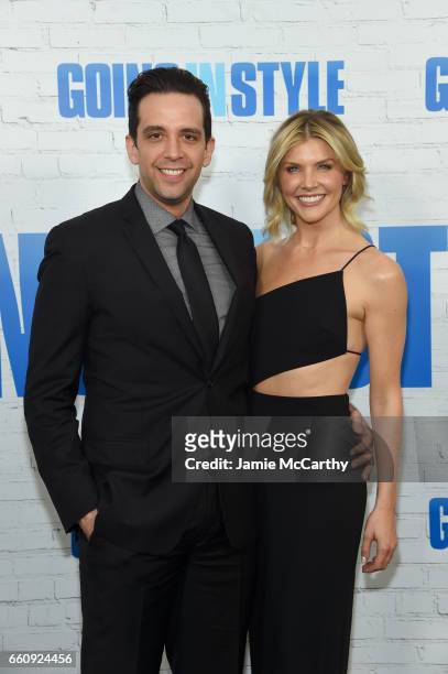 Actor Nick Cordero and Amanda Kloots attend the "Going In Style" New York Premiere at SVA Theatre on March 30, 2017 in New York City.