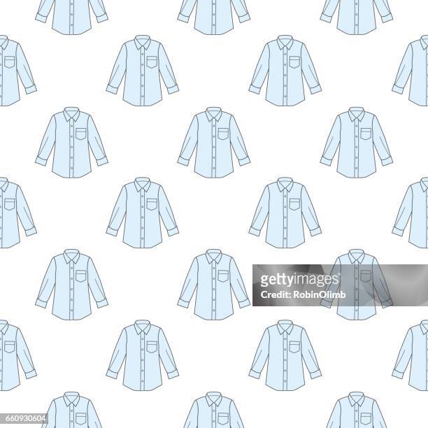 メンズ ブルー ドレス シャツ シームレス パターン - 長袖点のイラスト素材／クリップアート素材／マンガ素材／アイコン素材