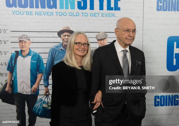 Alan Arkin and his wife Suzanne Newlander Arkin arrive to the premiere of the film "Going In Style" March 30, 2017 in New York. / AFP PHOTO / Bryan...