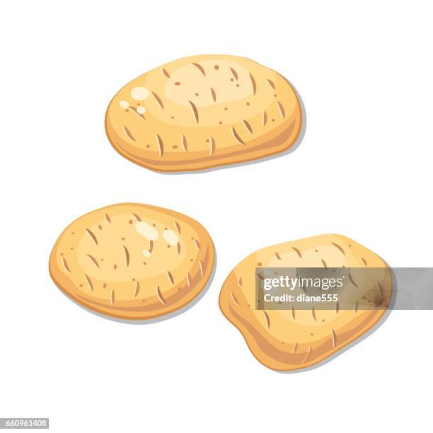 fresh potatoes on white background. - cooked root vegetables stock illustrations