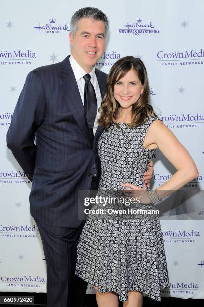 Keith Christian and Kellie Martin at Crown Media's Upfront Event at Rainbow Room on March 29, 2017 in New York City.