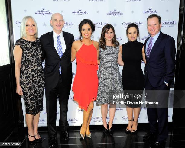 Michelle Vicary, Bill Abbott, Danica McKellar, Kellie Martin, Lacey Chabert and Ed Georger at Crown Media's Upfront Event at Rainbow Room on March...