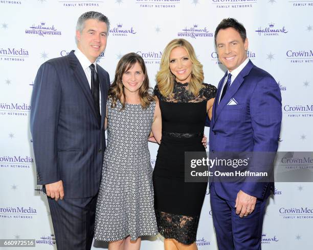 Keith Christian, Kellie Martin, Debbie Matenopoulos and Mark Steines at Crown Media's Upfront Event at Rainbow Room on March 29, 2017 in New York...