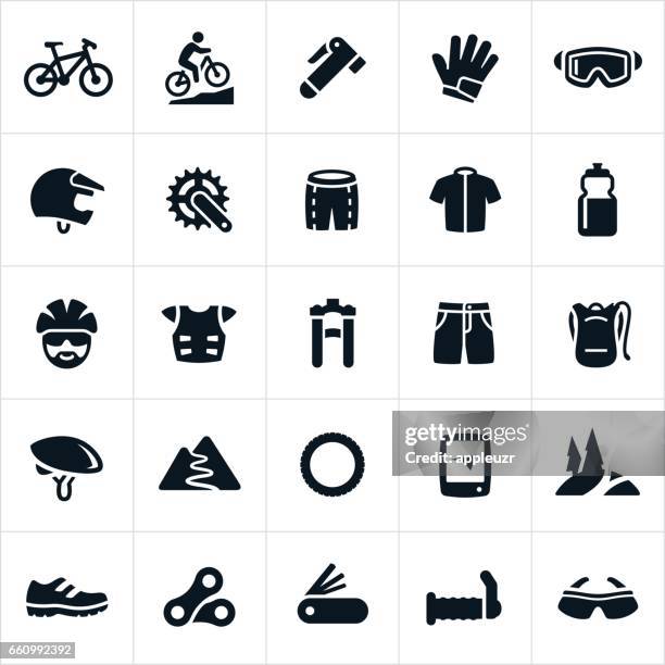 mountain biking icons - shirt icon stock illustrations