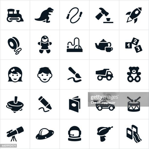 children's toys icons - drum percussion instrument stock illustrations