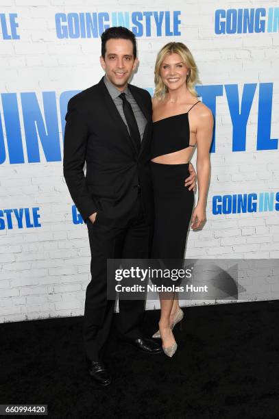 Nick Cordero and Amanda Kloots attend the "Going In Style" New York Premiere at SVA Theatre on March 30, 2017 in New York City.