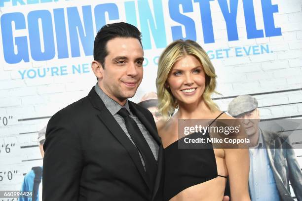 Nick Cordero and Amanda Kloots attend the "Going In Style" New York Premiere at SVA Theatre on March 30, 2017 in New York City.