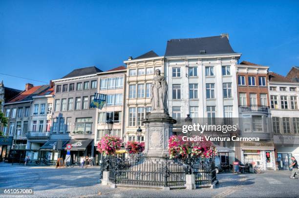 statue of the archduchess margaret of austria in mechelen, belgium - städtischer platz fotografías e imágenes de stock