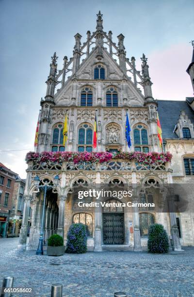 partial view from the mechelen city hall - belgium - städtischer platz stock pictures, royalty-free photos & images