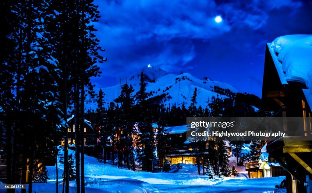 Lone Mountain And Big Sky Montana At Night High-Res Stock Photo