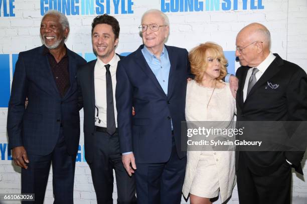 Morgan Freeman, Zach Braff, Michael Caine, Ann-Margret and Alan Arkin attend "Going in Style" World Premiere at SVA Theatre on March 30, 2017 in New...