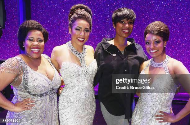 Amber Riley as Effie White, Liisi LaFontaine as Deena Jones, Jennifer Hudson, winner of the Academy Award for Best Supporting Actress for the role of...