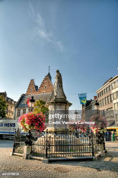 statue of the archduchess margaret of austria in mechelen, belgium - städtischer platz fotografías e imágenes de stock