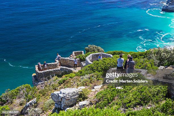 tourists at cape point observation decks - cape point stock pictures, royalty-free photos & images