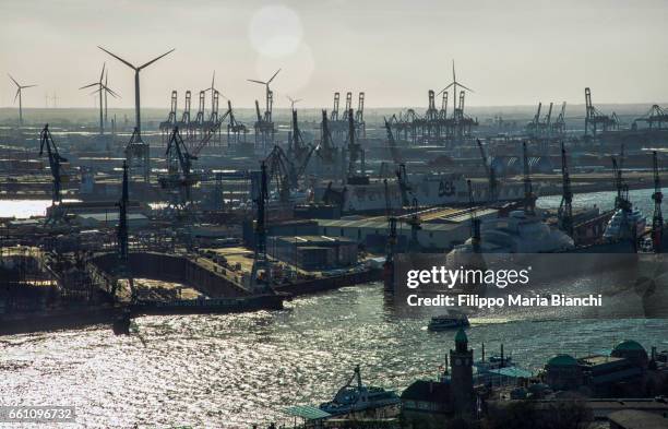 hamburg from above - paesaggio urbano stockfoto's en -beelden