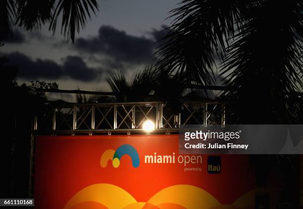 General view of sunset at Crandon Park Tennis Center on March 30, 2017 in Key Biscayne, Florida.